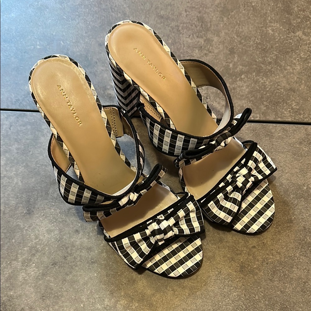 Ann Taylor Black and White Heeled Sandals